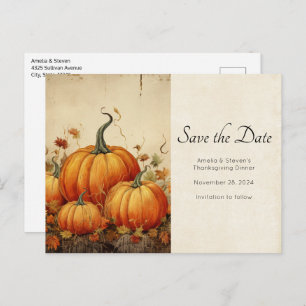 Carte Postale Faire-part Orange Citrouille Russe Automne Thanksgiving