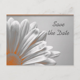 Carte Postale Faire-part Orange Floral Faits saillants Mariage Enregistrer
