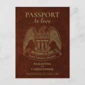 Carte Postale Faire-part Orange Passport merveilleux mariage amusant Enregi (Devant)