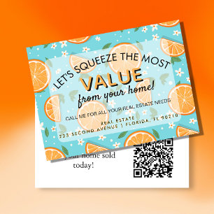 Carte Postale Faire-part Orange pensez-vous à vendre un bien immobilier Pos