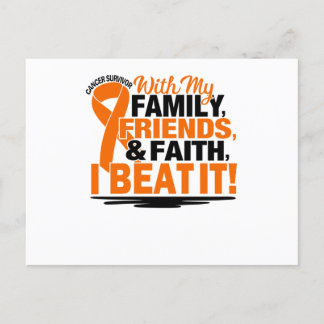 Carte Postale Faire-part Orange Ribbon Cancer Survivor Friends Family