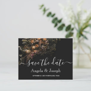 Carte Postale Faire-part orange tendance Floral Enregistrer la date Ann Ann