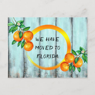 Carte Postale Faire-part Oranges de Floride contre une barrière d'aquarelle