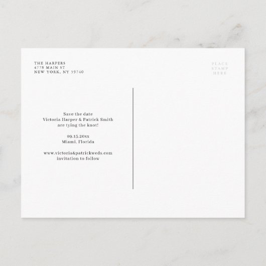 Carte Postale Faire-part Orchidées blanches et kumquats à l'aquarelle Enreg (Dos)