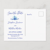 Carte Postale Faire-part Orchidées bleu radiant Enregistrer la date (Dos)