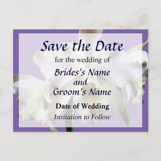 Carte Postale Faire-part Orchidées Cattleya blanches (Devant)