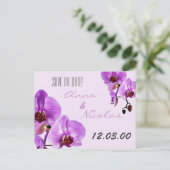 Carte Postale Faire-part Orchidées fraîches coupées violettes (Debout devant)