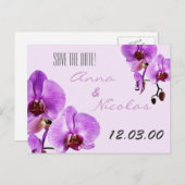 Carte Postale Faire-part Orchidées fraîches pourpres (Devant / Derrière)