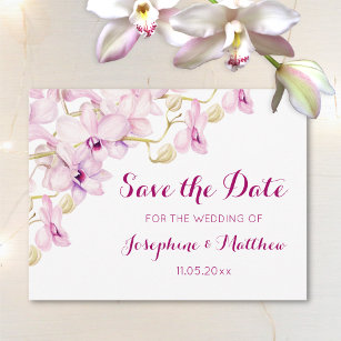 Carte Postale Faire-part Orchidées tropicales violettes florales Enregistre
