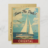 Carte Postale Faire-part Oriental Enregistrer La Date Voilier Nautique (Devant / Derrière)