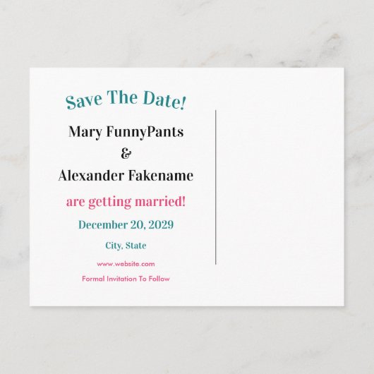 Carte Postale Faire-part Orlando Enregistrez La Date Flamant Rose (Dos)