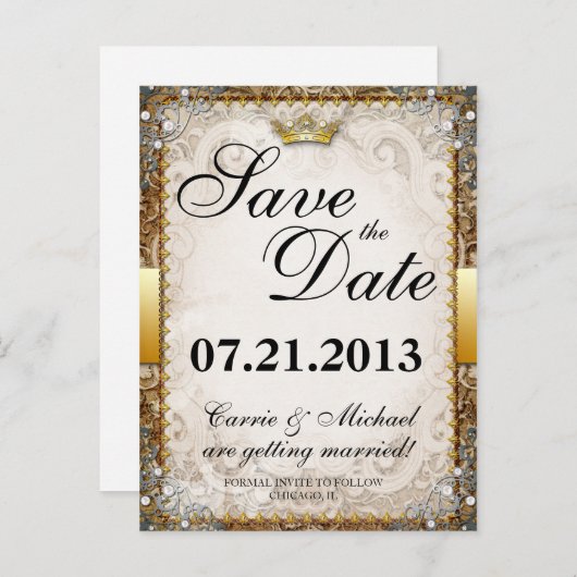 Carte Postale Faire-part Ornate Fairytale Storybook Wedding Enregistrer la  (Devant / Derrière)