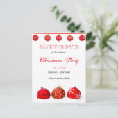 Carte Postale Faire-part Ornements Rouges Modernes Sauvegarder La Date Fête (Debout devant)