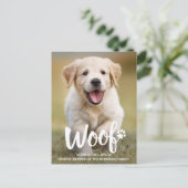 Carte Postale Faire-part Ouah Chiot Mignon Photo Personnalisée Chien Nouvel (Debout devant)