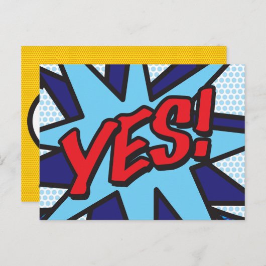 Carte Postale Faire-part OUI Votre Message Bulle de Discussion Fun Rétro (Devant / Derrière)