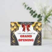 Carte Postale Faire-part Ouverture d'entreprise, ballons VIP rouges, dorés (Debout devant)