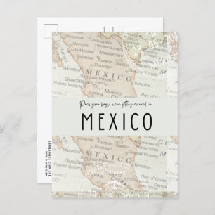 Carte Postale Faire-part Pack Your Bags Mexico Map Wedding Enregistrer la d