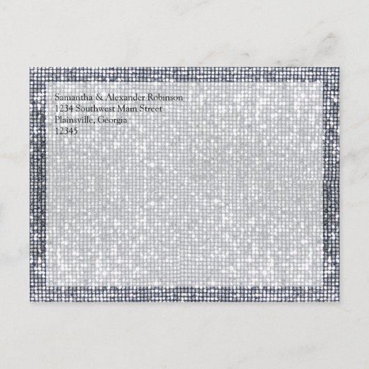 Carte Postale Faire-part Pailleté Noir/Argent Glamour Enregistrer la Date (Dos)