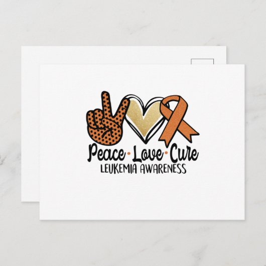 Carte Postale Faire-part Paix Amour Guérir Sensibilisation à la leucémie (Devant / Derrière)