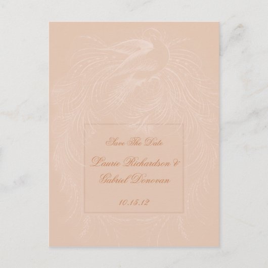Carte Postale Faire-part Pale Peach Dove on Peach Enregistrer La Date (Devant)