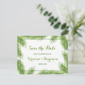 Carte Postale Faire-part Palm Feuilles Tropical Beach Mariage Enregistrer L (Debout devant)