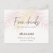 Carte Postale Faire-part Palm Tree Beach Boissons gratuites Mariage Enregis (Devant)