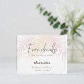 Carte Postale Faire-part Palm Tree Beach Boissons gratuites Mariage Enregis (Debout devant)