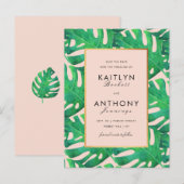 Carte Postale Faire-part Palm Tropical Feuilles Beach Mariage Enregistrer L (Devant / Derrière)