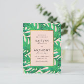 Carte Postale Faire-part Palm Tropical Feuilles Beach Mariage Enregistrer L (Debout devant)