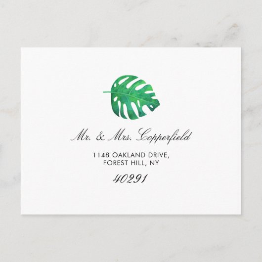 Carte Postale Faire-part Palm Tropical Feuilles Beach Mariage Enregistrer L (Dos)