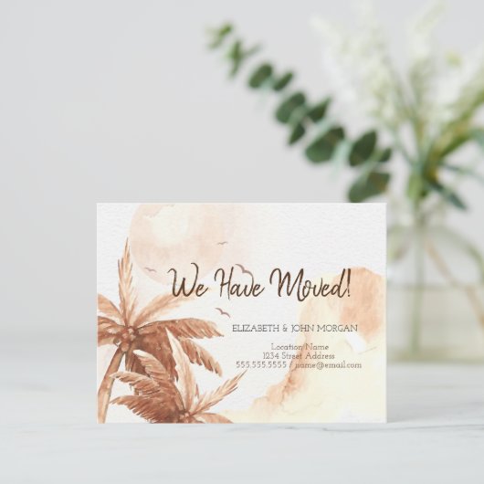 Carte Postale Faire-part Palmes tropicales rustiques en mouvement Faire-par (Debout devant)