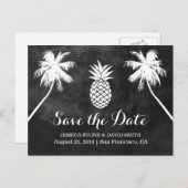 Carte Postale Faire-part Palmier Ananas Tropical Chalk Enregistrer la Date (Devant / Derrière)