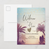 Carte Postale Faire-part Palmiers à l'aquarelle Plage (Devant / Derrière)