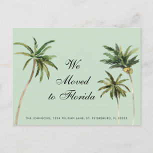 Carte Postale Faire-part Palmiers à l'aquarelle Tropical Déplacé en Floride