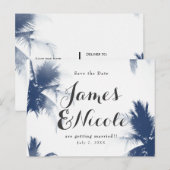 Carte Postale Faire-part Palmiers Blanc Glamour Moderne Save the Date (Devant / Derrière)