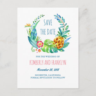 Carte Postale Faire-part Palmiers de pin tropical save the date de plage d'