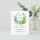 Carte Postale Faire-part Palmiers de pin tropical save the date de plage d' (Debout devant)