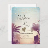 Carte Postale Faire-part Palmiers de plage à l'aquarelle (Devant / Derrière)