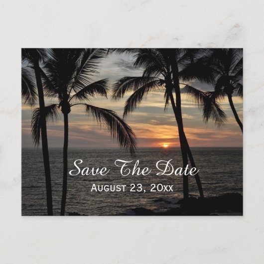 Carte Postale Faire-part Palmiers Enregistrer la date Destination Mariage (Devant)