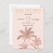 Carte Postale Faire-part Palmiers modernes rose gold blush save the date (Devant / Derrière)