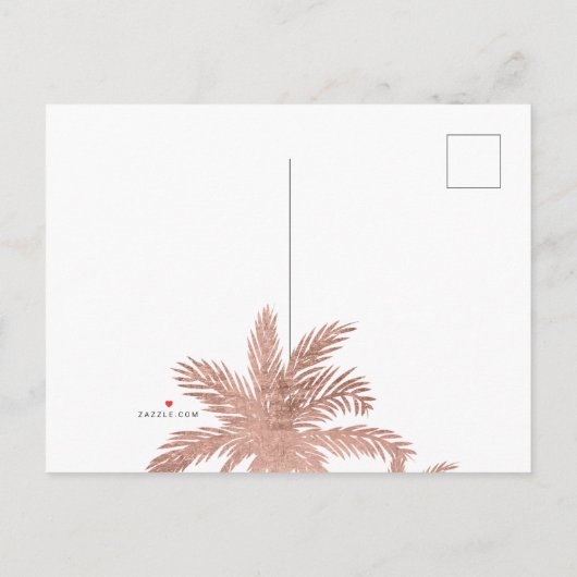 Carte Postale Faire-part Palmiers modernes rose gold blush save the date (Dos)