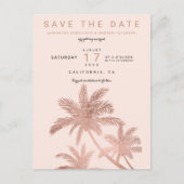 Carte Postale Faire-part Palmiers modernes rose gold blush save the date (Devant)