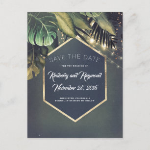 Carte Postale Faire-part Palmiers Tropicaux Plage Enregistrer la Date
