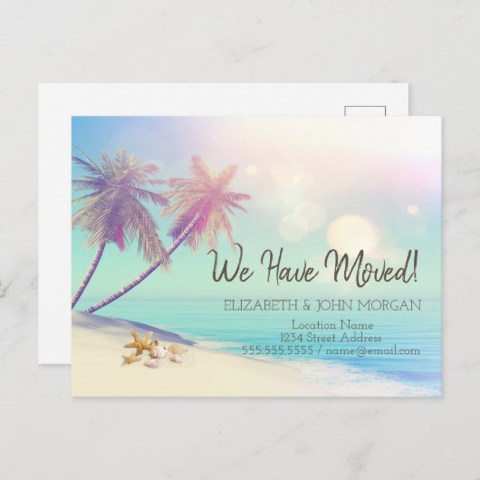 Carte Postale Faire-part Palms Beach Seashell Moving   (Devant / Derrière)