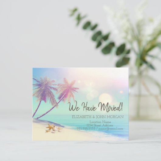 Carte Postale Faire-part Palms Beach Seashell Moving   (Debout devant)