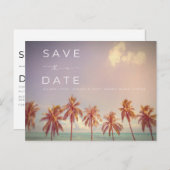 Carte Postale Faire-part Palms tropicaux Beach Mariage Enregistrer la date (Devant / Derrière)