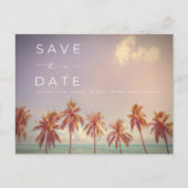 Carte Postale Faire-part Palms tropicaux Beach Mariage Enregistrer la date (Devant)