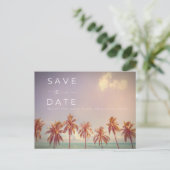 Carte Postale Faire-part Palms tropicaux Beach Mariage Enregistrer la date (Debout devant)