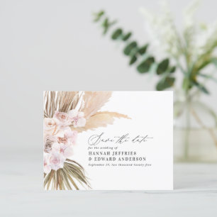 Carte Postale Faire-part Pampa bohème moderne herbe orchidée mariage announ