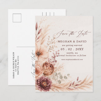 Carte Postale Faire-part Pampas Floral Rustique Save the Date d'Automne